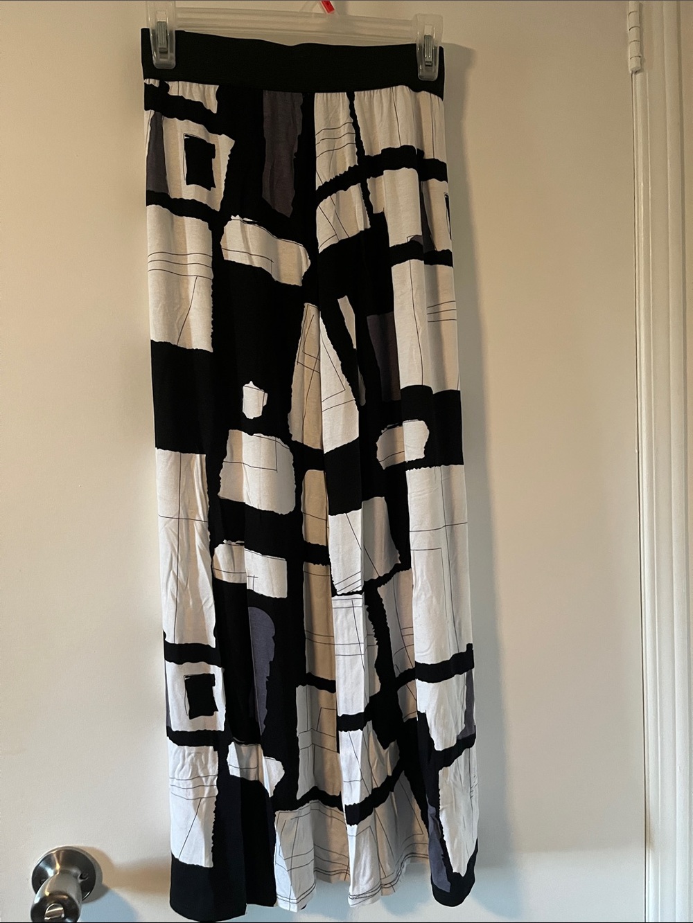 Giorgio Armani Black and White Geometric Maxi Skirt